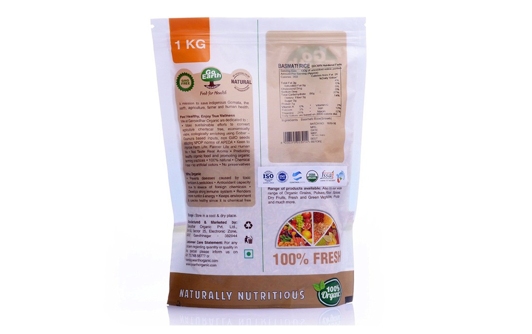 Go Earth Organic Basmati Rice Brown    Pack  1 kilogram
